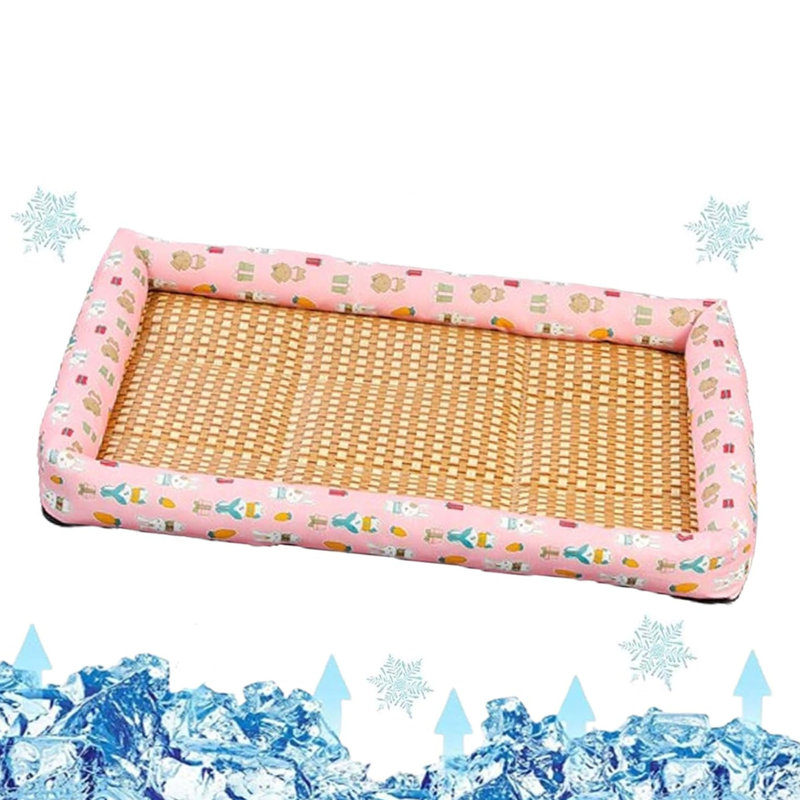 Tapis de refroidissement pour animaux de compagnie, lit de refroidissement pour chiens, tapis de refroidissement pour animaux de compagnie, lit de refroidissement en rotin pour chiens, tapis de couchage lavable pour tapis d'été pour animaux de compagnie