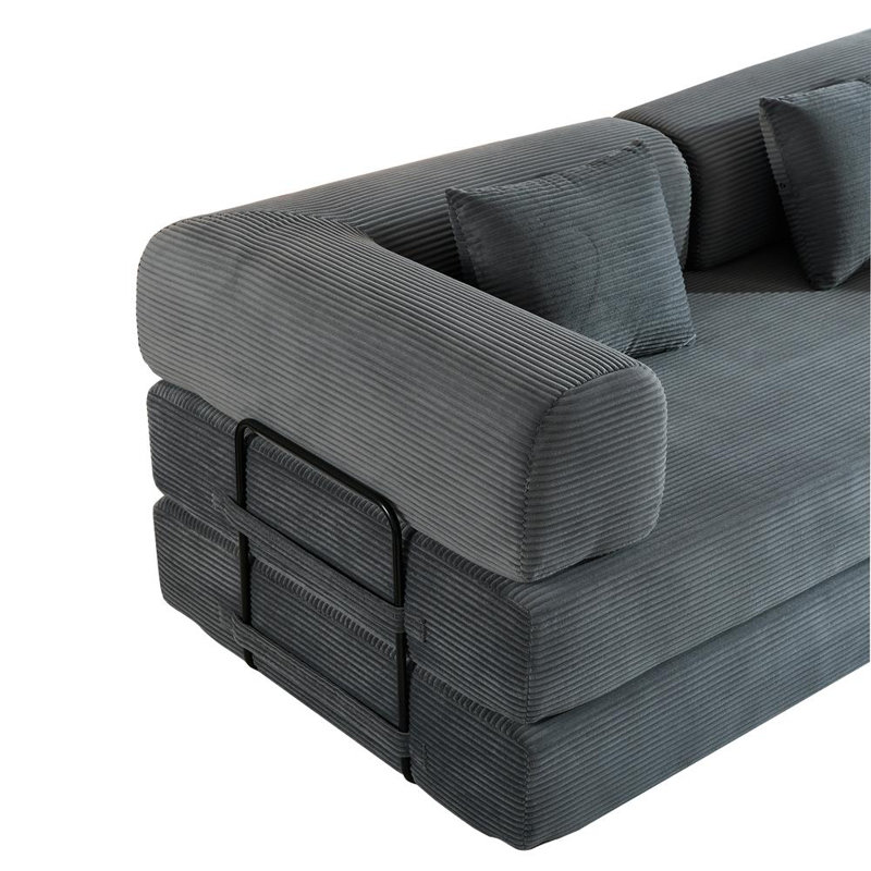 Canapé-lit convertible Boneless de 78 po avec 2 coussins, Gris, 26.77" H x 77.95" W x 35.43" D