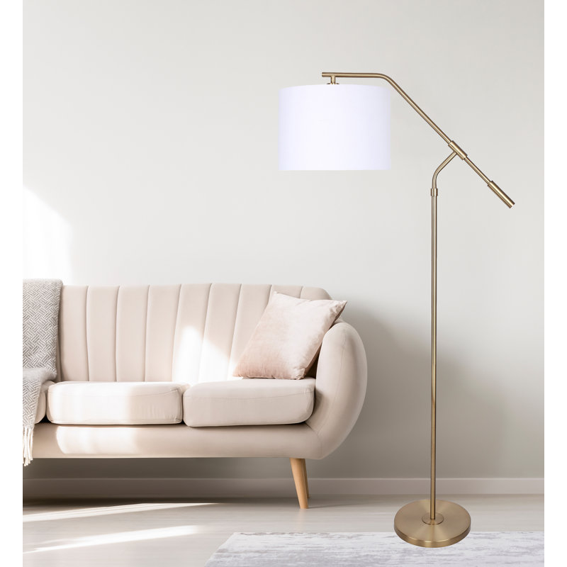 Lampe sur pied arquée 63 po Aran, Or royal