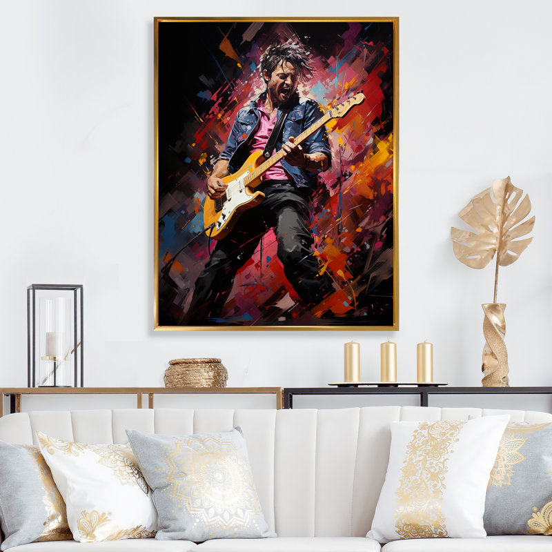 Yusei Music Pop Rock Explosion II, H 32 po x l 16 po x P 1 po, Cadre flottant doré