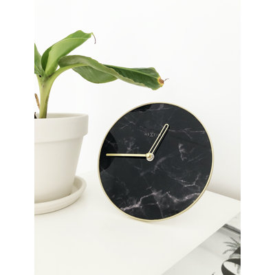 Marble 8-Inch Tabletop Clock in Black