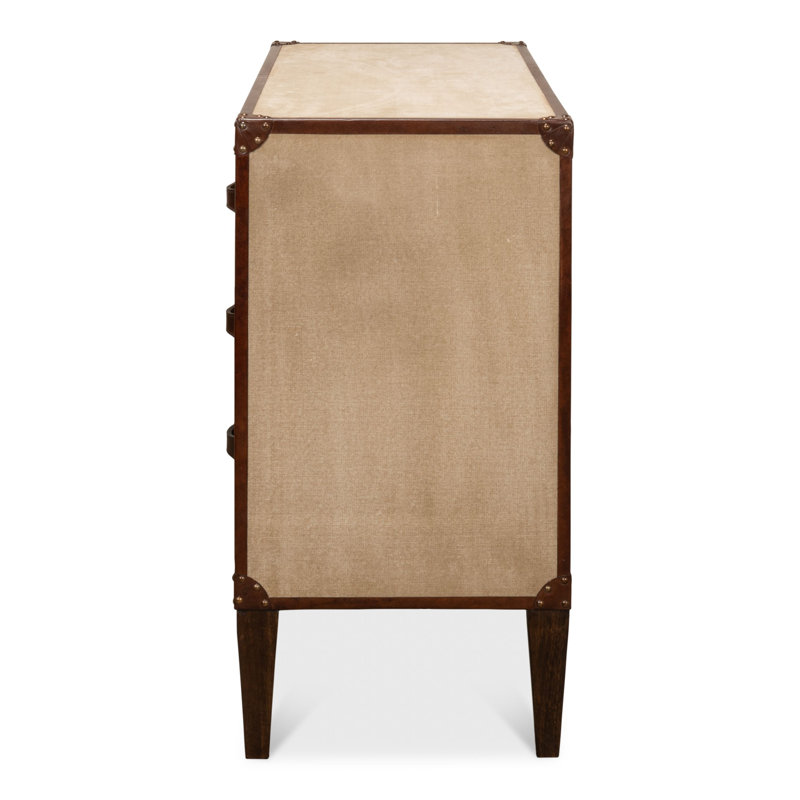 French Art Deco 3 - Drawer Solid Wood Nightstand