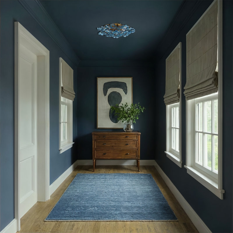 Seguis 22.5'' Aged Brass Semi Flush Mount, Bleu