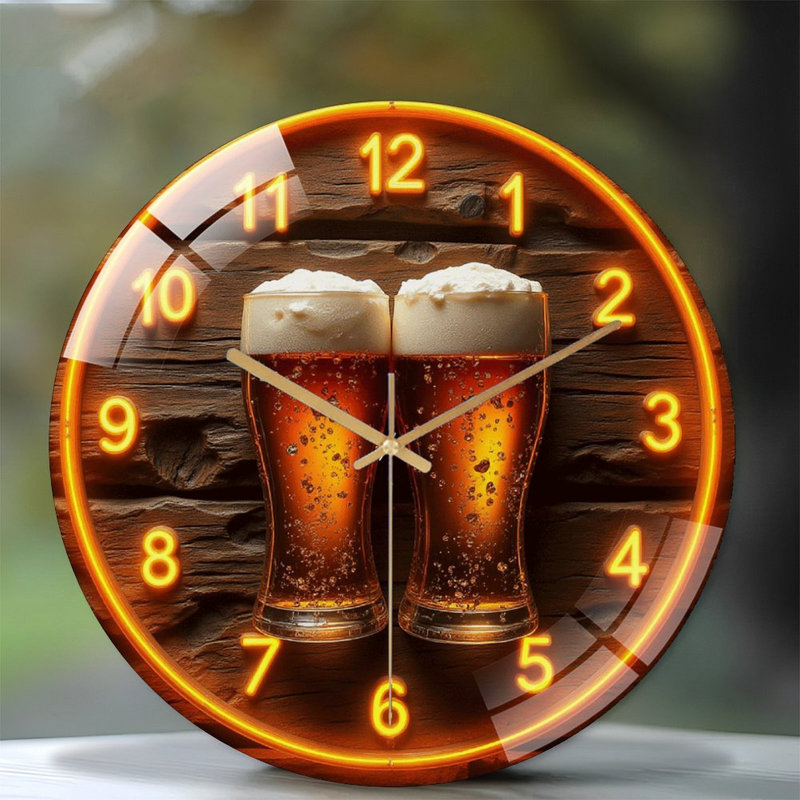 Horloge murale en verre Neon Beer