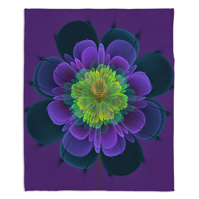  Jeté de fleur fantôme, l 68 po x L 80 po, Mauve / Jaune