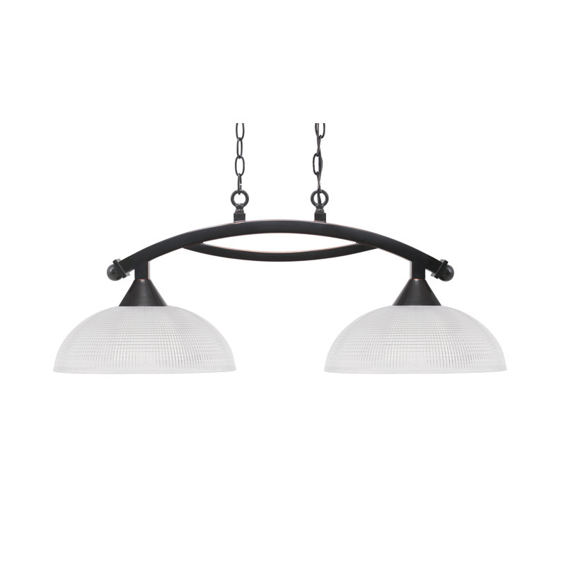 Luminaire pour îlot 2 lumières Bow, Cuivre / noir