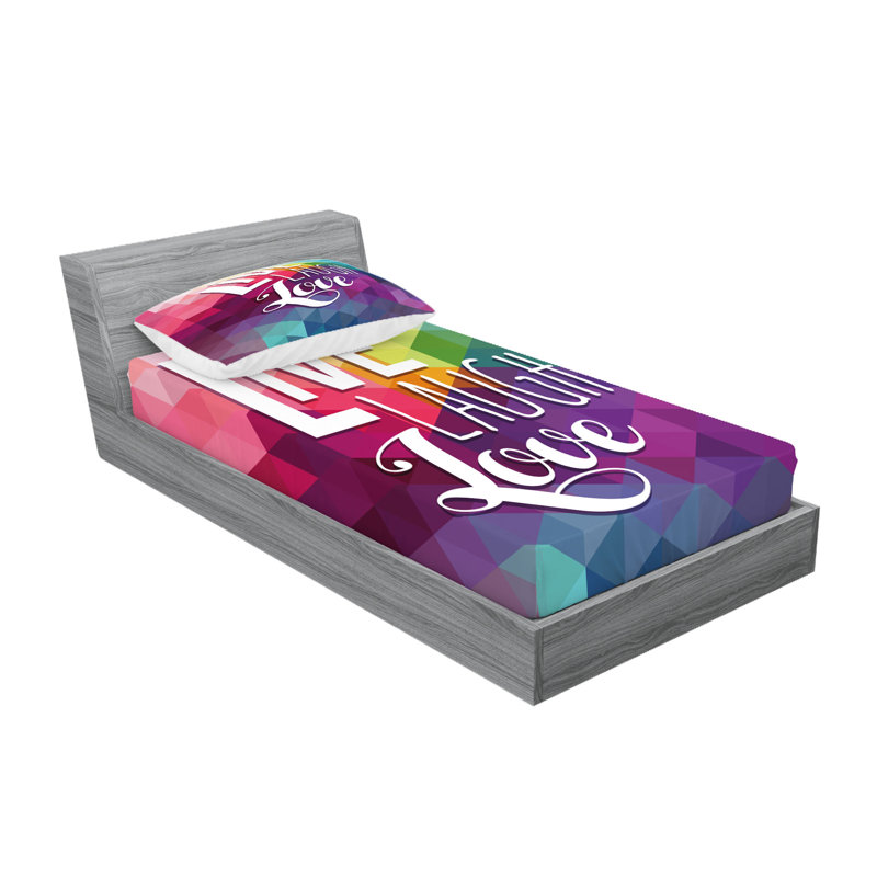 Multicolore ensemble de draps et taies décoratives Ambesonne Live Laugh Love
