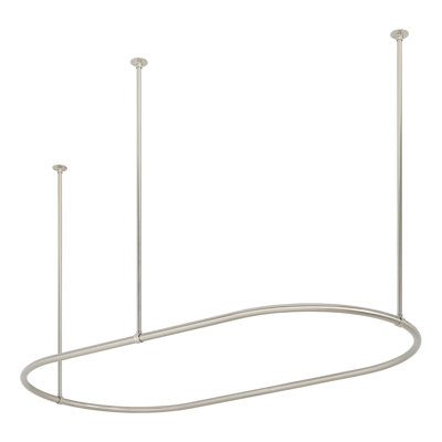 60" Brass Oval Shower Rod Enclosure with Ceiling Supports