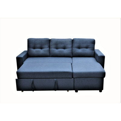 L-Shaped Sectional Sleeper In Blue, Upholstered, 3 For Office Blue , Versatile Living Area