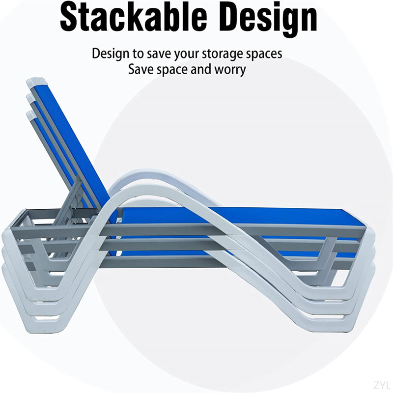 Patio Chaise Lounge Adjustable Aluminum Pool Lounge Chairs With Arm All Weather Pool Chairs For Outside,In-Pool,Lawn (1 Lounge Chair+1 Plastic Table)