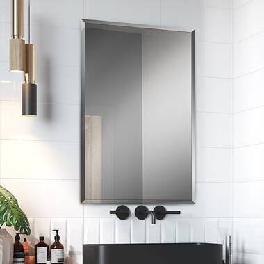 Ebern Designs Lablanc 16'' W 26'' H Recessed Frameless Medicine Cabinet  with Mirror and 6 Adjustable Shelves & Reviews