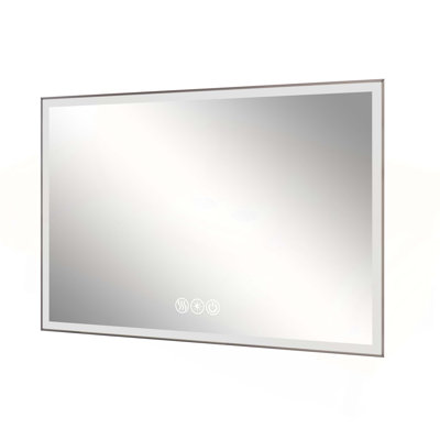 48*32in LED Framed Bathroom Vanity Mirror with Anti-fog, 3 Color Temperatures, and Aluminum Frame for Modern Decor