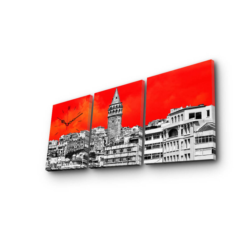 Elegant 3-Piece Decorative Canvas Wall Clock Set, Suede Canvas, Total Size: 37.8 x 15.7 inches | Sturdy 100% Wooden Frame, Thickness: 1.2 inches | Perfect for Home Decor & Modern Interiors, Unique Design
