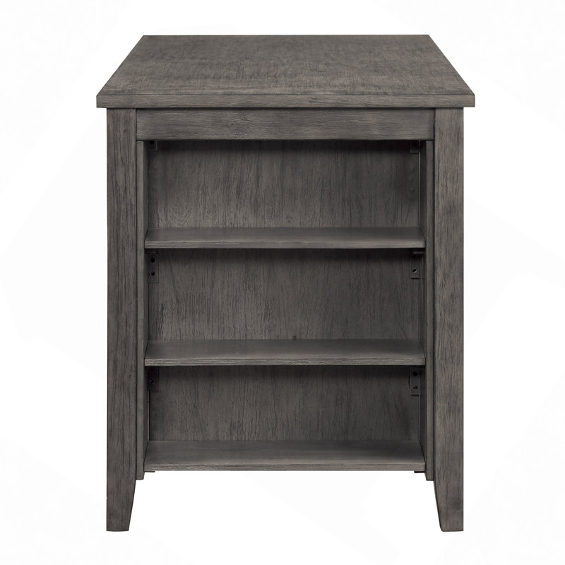 Table de salle à manger à hauteur de comptoir 1Pc avec tablettes intégrées, Gris