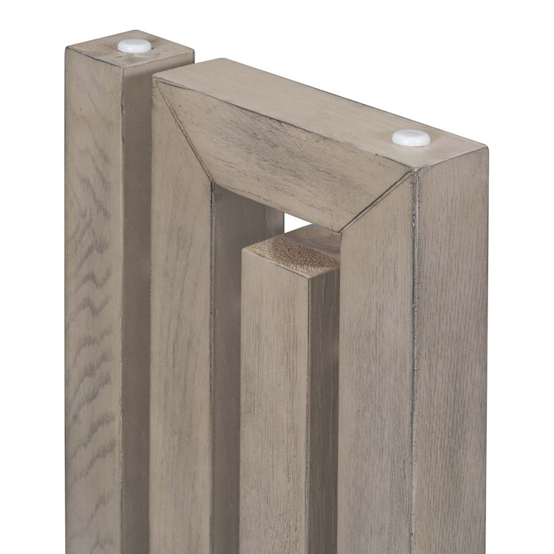 Oak Veneer Console Table With Distinctive Side Shapes, Gray