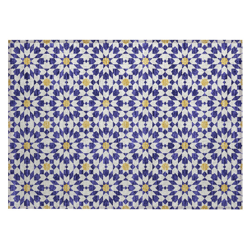 Washable Floral Indoor / Outdoor Rug, Rectangle 1'8" x 2'6"