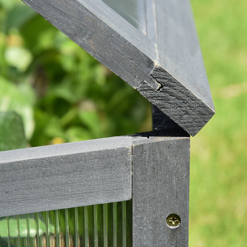 Cold Frame 100*65*40 cm Wood 1 Piece Cold Frame Grey with Openable Top Cover, Grey