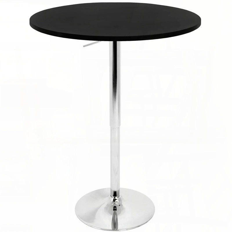 Table de bar réglable en noir - plateau en bois, base en métal, Black