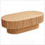Table basse ovale, conception cannelée moderne Mid-Century avec piédestal, bois classique pour le salon et les petits espaces-129149272