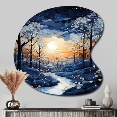 Guanciale Forest Winter Blue Monochrome - Forest Drop Shape Irregular Metal Wall Decor