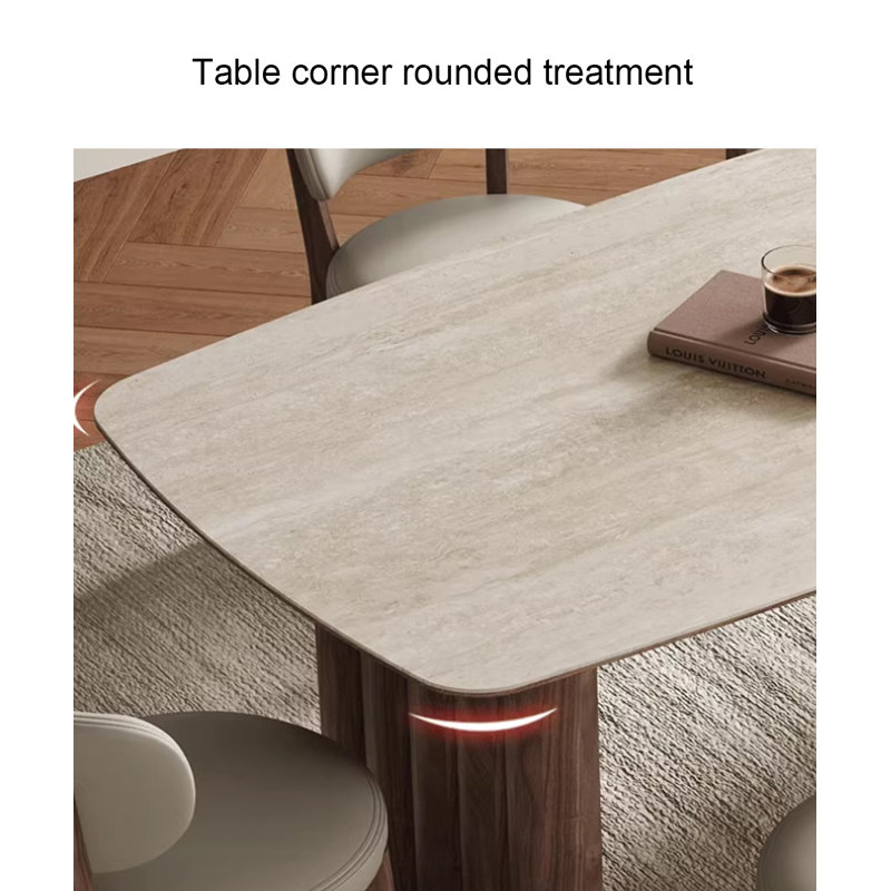 Rectangular rock plate dining table and chair set, 29.52"H x 55.11"L x 31.49"W