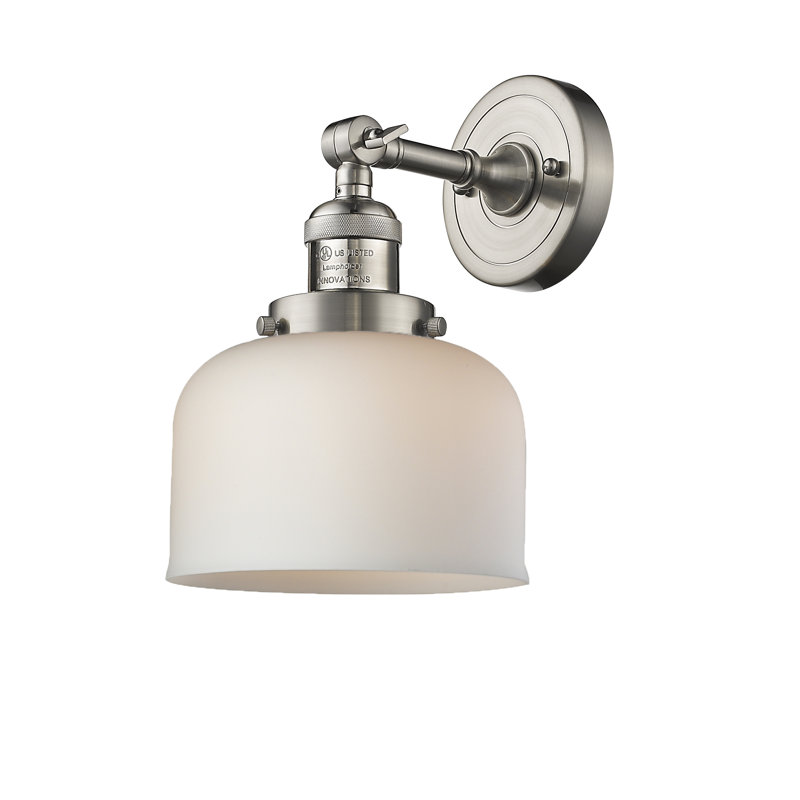 Bell - 1 Light 8" Sconce, 6 Watt Vinage LED Bulb, Matte White Cased, Brushed Satin Nickel