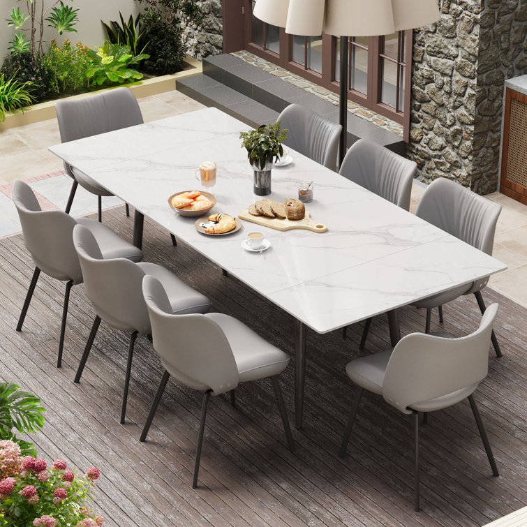 Relja 62.9" To 94.4" Expandable White Sintered Stone Dining Table