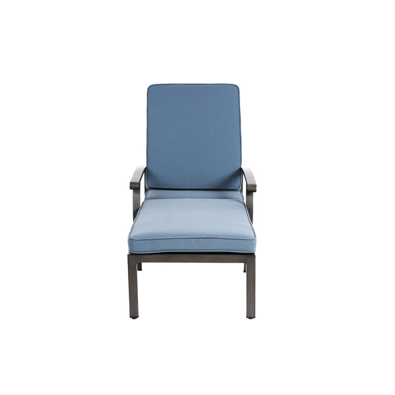 Aluminium Cast Lounge Chair With Adjustable , Rolling Wheels, And Blue Cross - Weave Style, Package Size 41.73X24.41X12.99 In, Weight 40.79 Lb Weave, Depth 41.73 Width 24.41 Height 12.99
