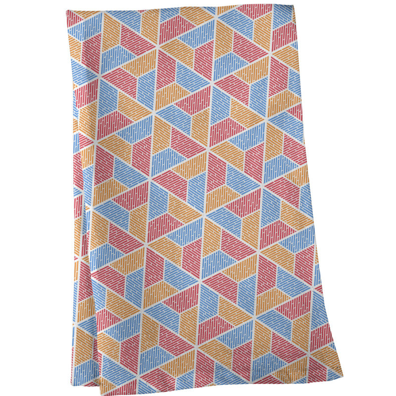 Serviette à thé trapézoïdals Mcguigan, Rouge / brun / bleu, Sergé de coton