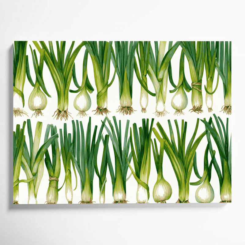 Art mural sur toile vert légumes oignon vert, H 8 po x l 10 po