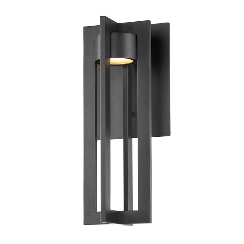 Chamber LED Outdoor Armed Sconce, Black, 20.0625" H x 7" W x 8.4286" D