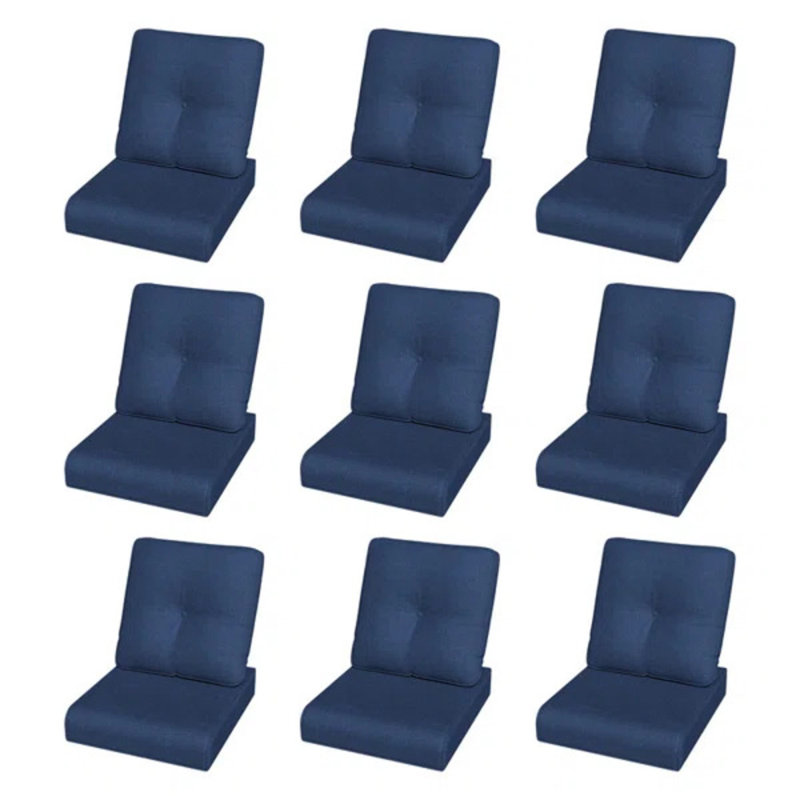 4" Deep Outdoor Cushions: Weather-Resistant Olefin, Dark Blue, 9