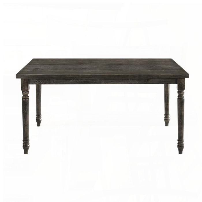 Weathered Grey Dining Table with Turned Wood Legs – Rectangular Top