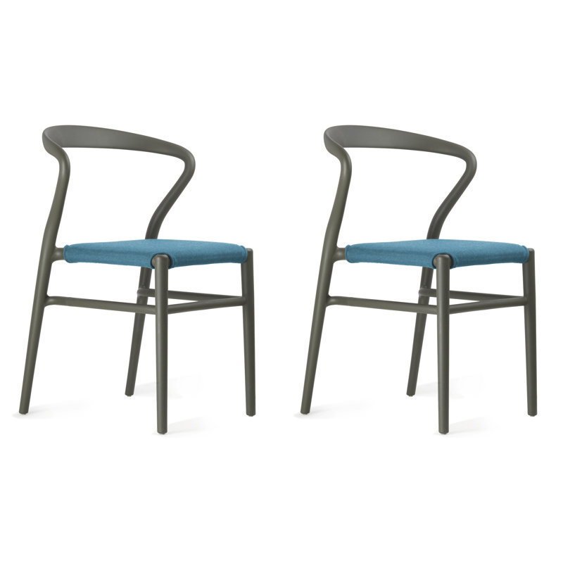 Ensemble de chaises d'extérieur et d'intérieur Joi 24 (ensemble de 2), Bleu clair, Brun foncé