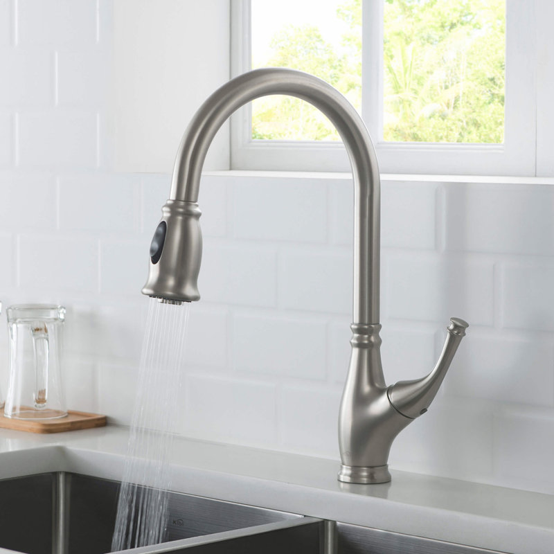 KIBI Summit Pull Down Kitchen Faucet, Brushed Nickel, Without Soap Dispenser
