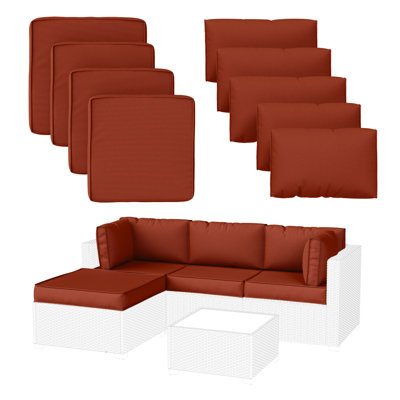 Wynee 9Pcs Outdoor Cushions Patio Sectional Cushions Replacement Set For 3 Seats, Cushions Only (Set Of 3 Seats , 3 Backs , 2 Short Backs , 1 Ottoman Cushions)