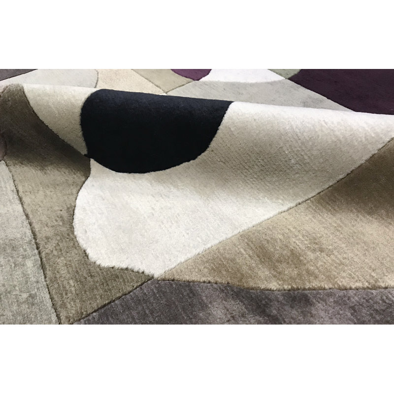 Tapis brun, beige et noir noué à la main de haute qualité
