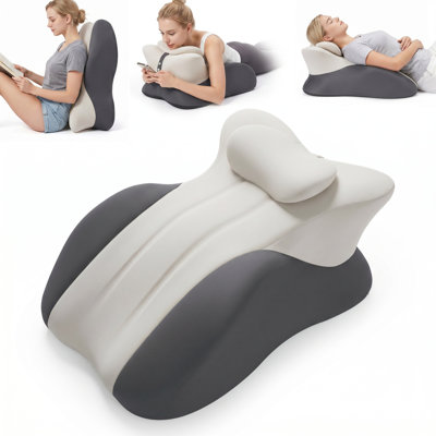 Memory Foam Ergonomic Bed Reading Pillow, Multi‑Position Support for Prone Sleeping, Lumbar & Leg Support Pillow with Removable Washable Cover