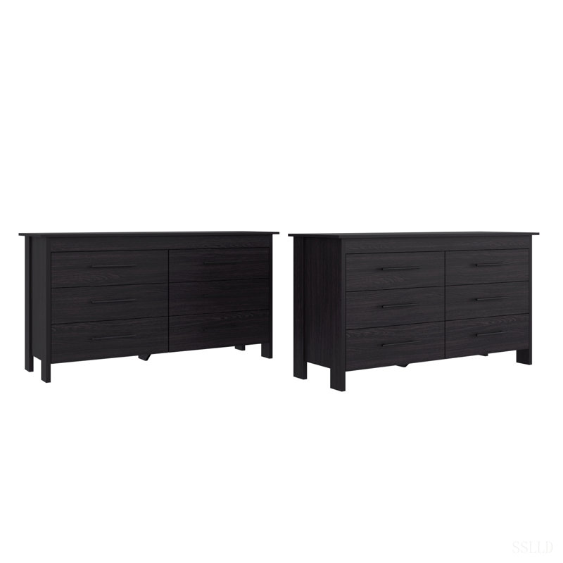 Commode 6 tiroirs, ensemble de 2