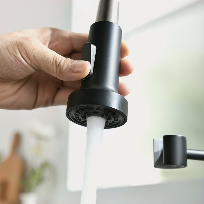 Commercial Black And Nickle Kitchen Faucet With Pull Down Sprayer, Single Handle Single Lever Kitchen Sink Faucet