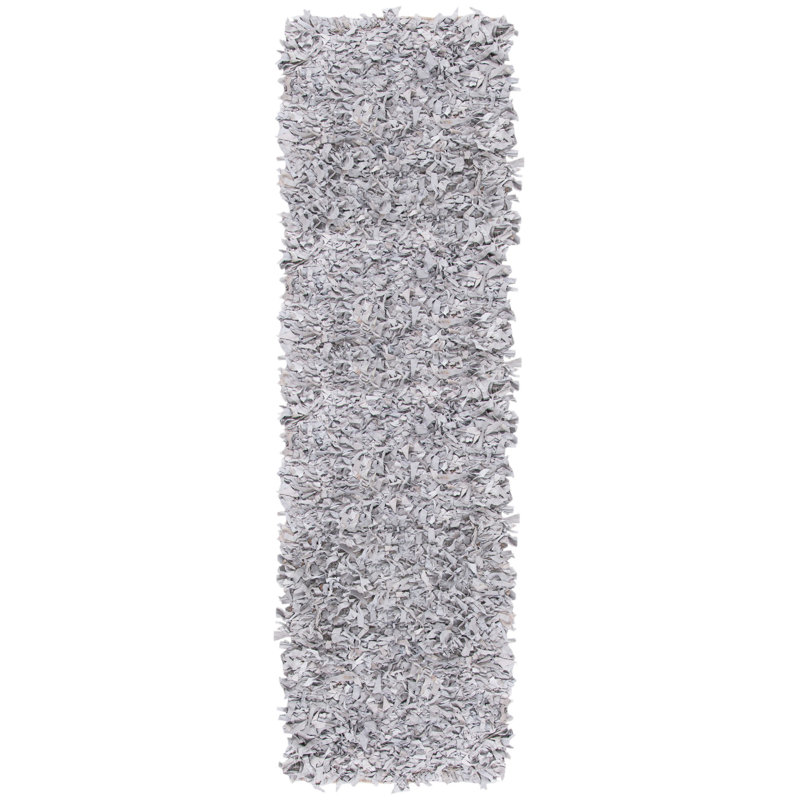 Tapis en cuir tissé à la main de couleur unie Godsey, Tapis de couloir 2 pi 3 po x 11 pi