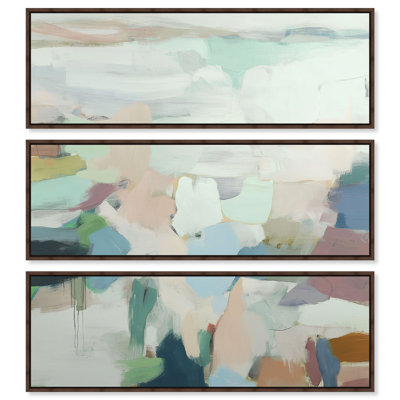 Ensemble de décoration murale Pastel Architecture II sur toile, couleur sauge, par Art Remedy, châssis entoilé, 48 x 16 pouces