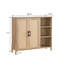 Armoire de rangement avec style Mid-Century, conception à deux portes tissées, tablettes ouvertes et capacité réglable, parfaite pour l'organisation de la salle à manger, sophistication de 31,5 po de hauteur, portes, conception de tablettes