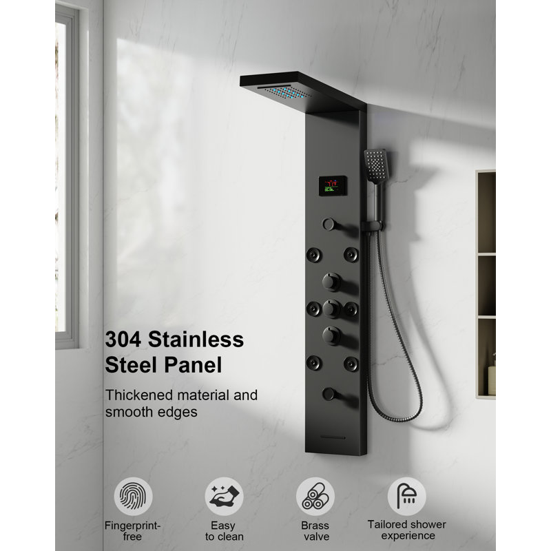 57.99'' Shower Panel with Dual Shower Head, Matte Black