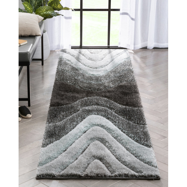 San Francisco Luz Modern Geometric Light Blue 3D Textured Thick & Soft Shag Rug