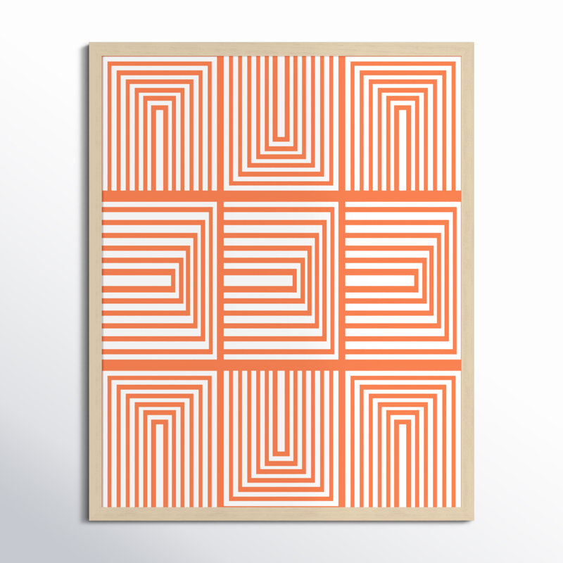 Mid Mid In Orange par Beth Vassalo - reproduction de cadre photo, Encadrement brun, H 33 po x l 27 po