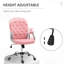 Fauteuil de bureau en cuir Pu rose à motif de boutons, rembourré, réglable en hauteur et pivotant pour un bureau de travail confortable de style rosé, fonction inclinable pour un espace de travail relaxant