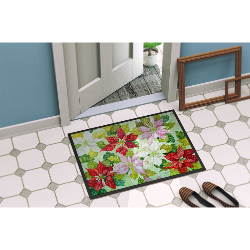 Non-Slip Doormat, 24" W x 36" L, Poinsettias