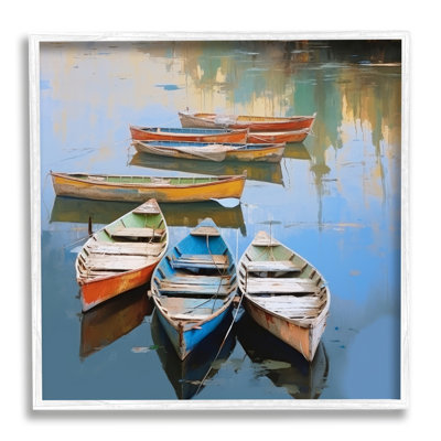 «Ba-052», reproduction de canot encadrée dans un lac sur toile par Irena Orlov