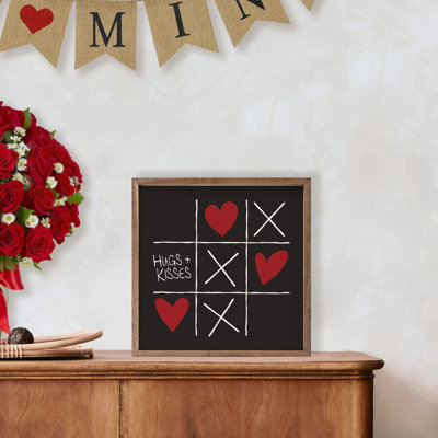 Hugs And Kisses Tic Tac Toe Black